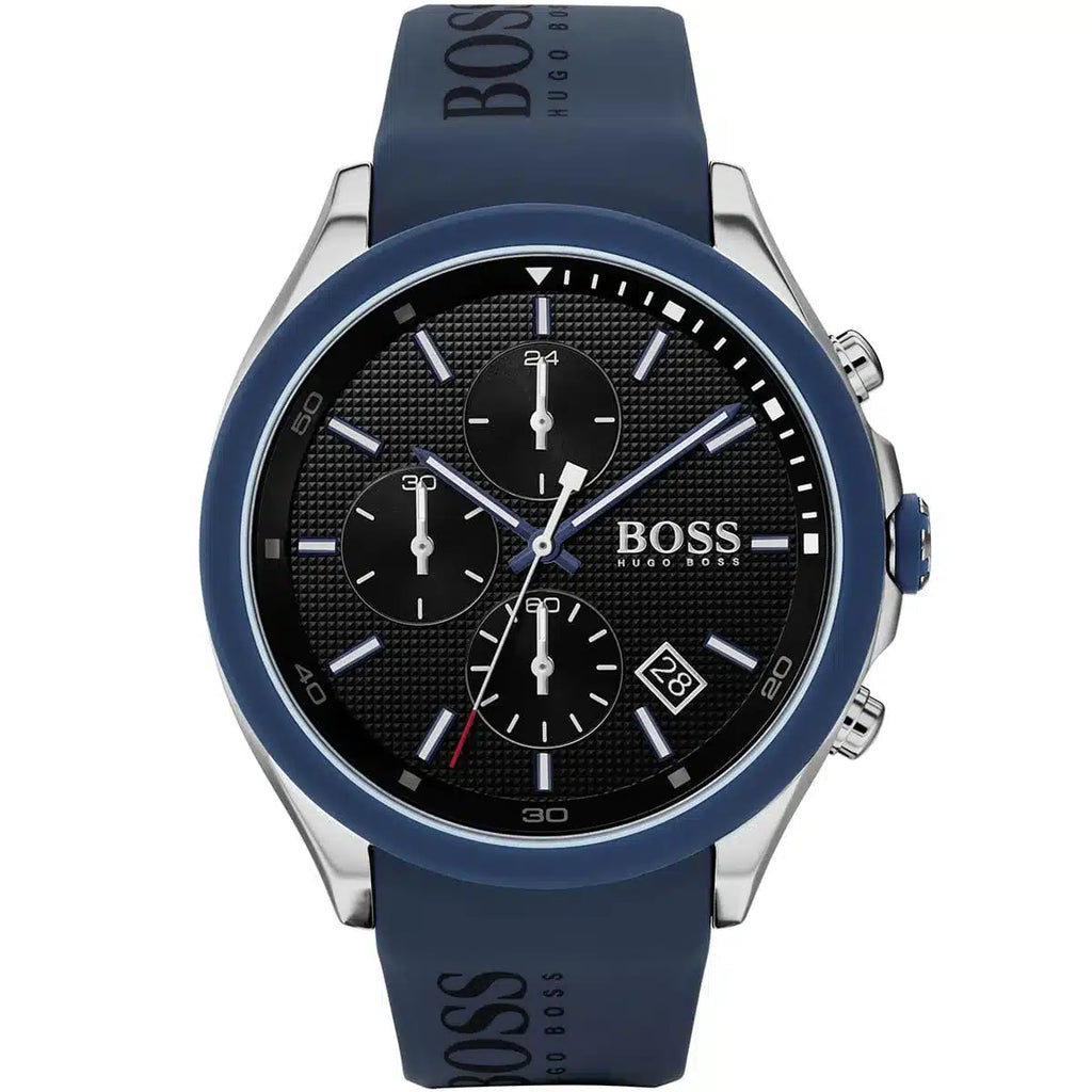 Hugo Boss Velocity 1513717 Men's Silver Watch Blue Rubber Strap