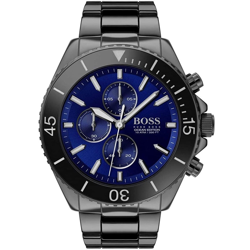 Hugo Boss Ocean Edition 1513743 Black Case Blue Dial Black Metal Men's Watch