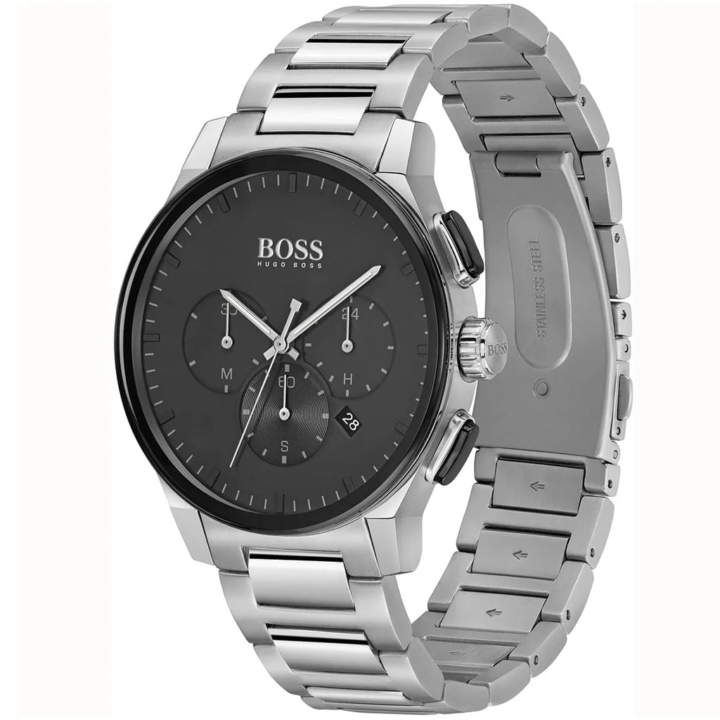 Hugo Boss Peak Chronograph 1513762 Silver Case Black Dial Men's Watch