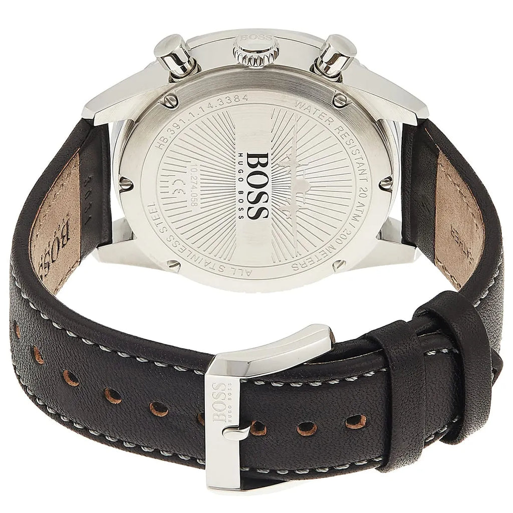 Hugo Boss Aero 1513770 Silver Case Black Dial Black Leather Men's Watch