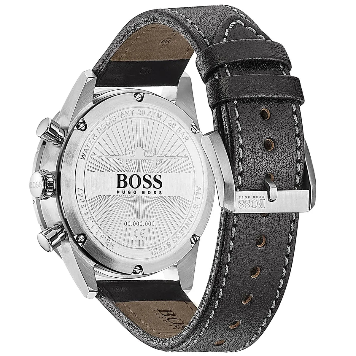 Hugo Boss Aero 1513770 Silver Case Black Dial Black Leather Men's Watch
