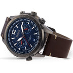 Hugo Boss Nomad 1513773 Gray Stainless Steel Blue Dial Brown Leather Men's Watch