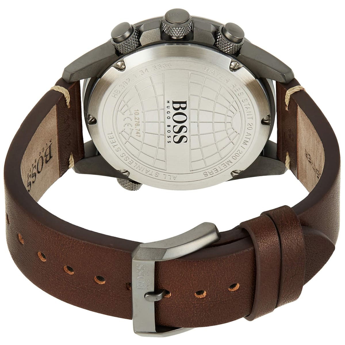 Hugo Boss Nomad 1513773 Gray Stainless Steel Blue Dial Brown Leather Men's Watch