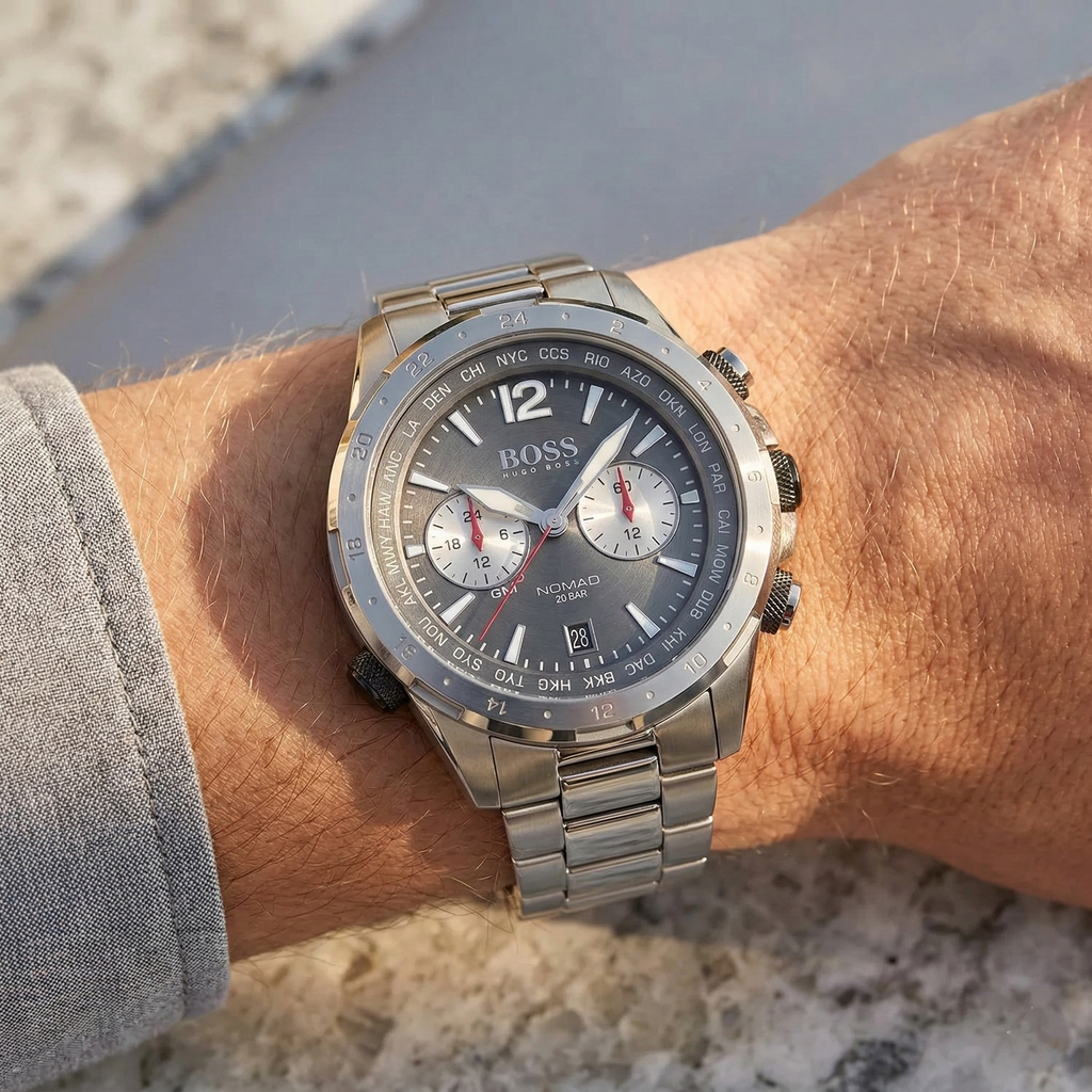 Hugo Boss Nomad 1513774 Silver Case Gray Dial Silver Metal Men's Watch