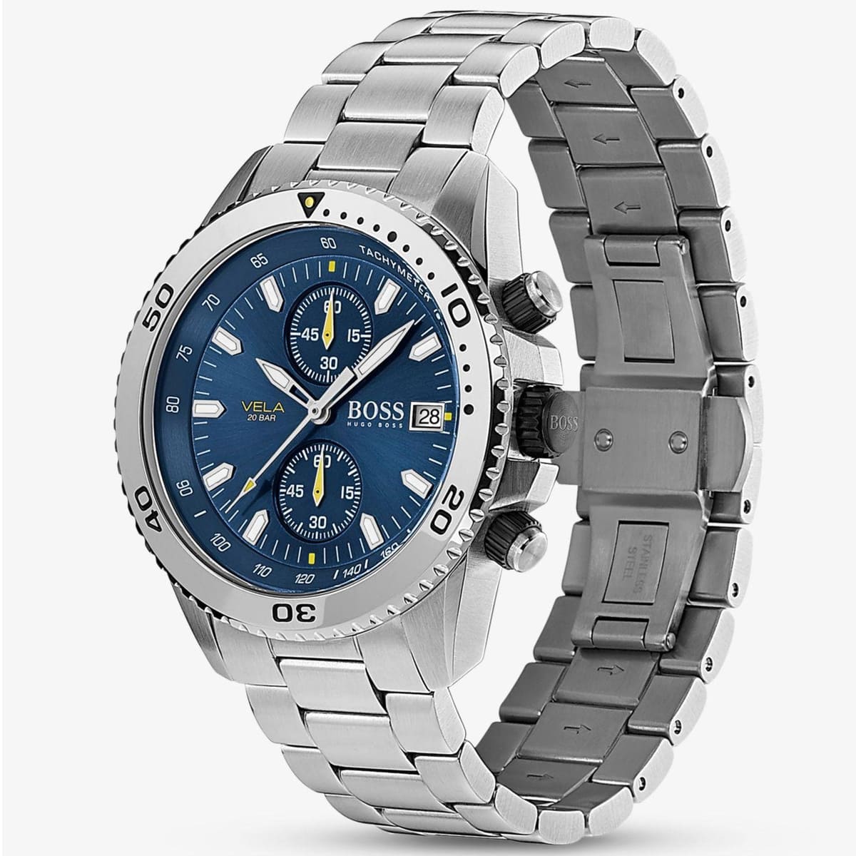 Hugo Boss Vela 1513775 Silver Case Blue Dial Silver Metal Men's Watch