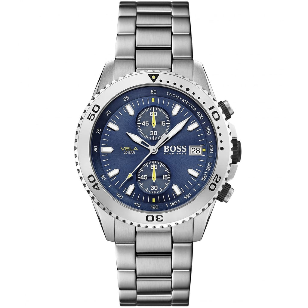 Hugo Boss Vela 1513775 Silver Case Blue Dial Silver Metal Men's Watch
