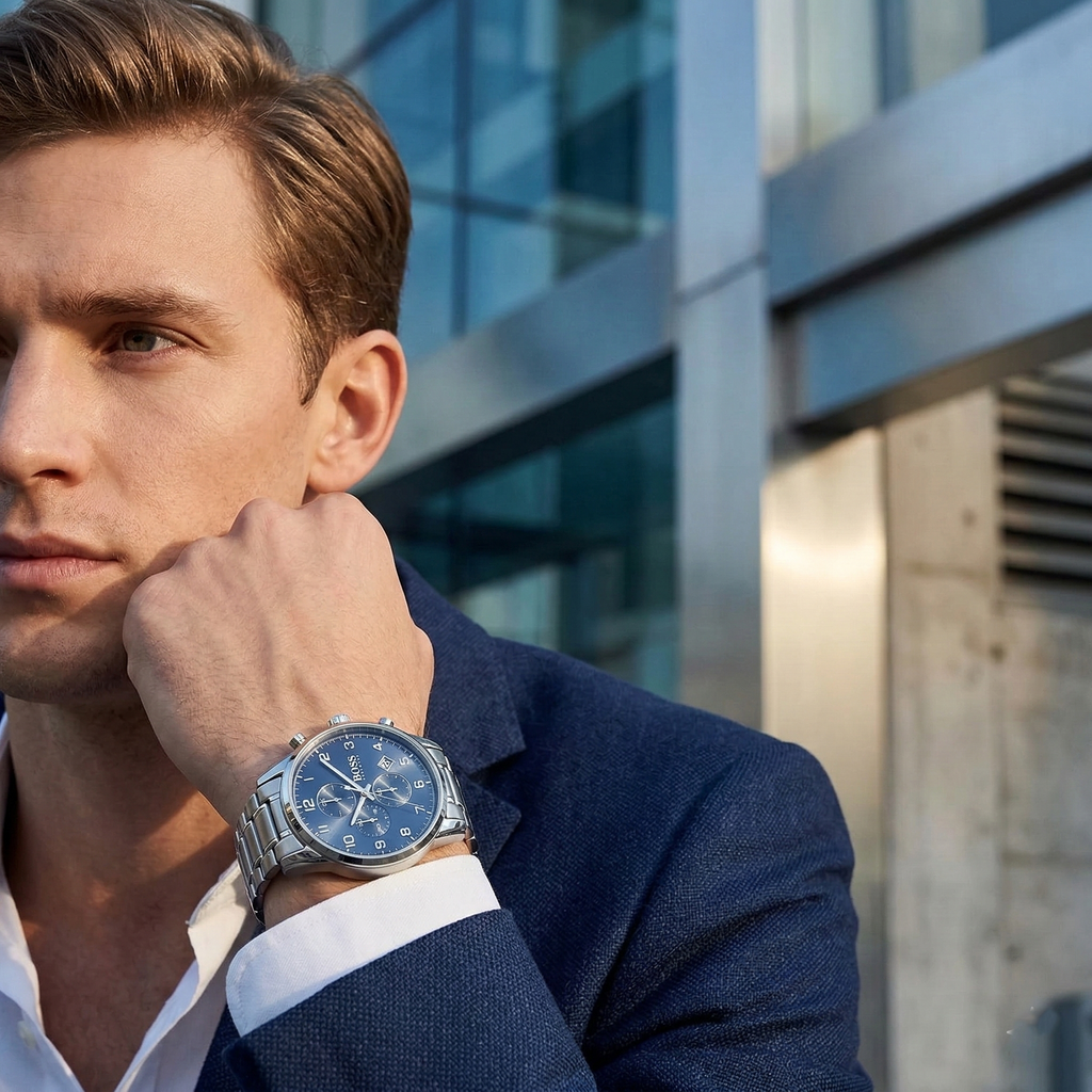 Hugo Boss Skymaster 1513784 Silver Case Blue Dial Silver Metal Men's Watch