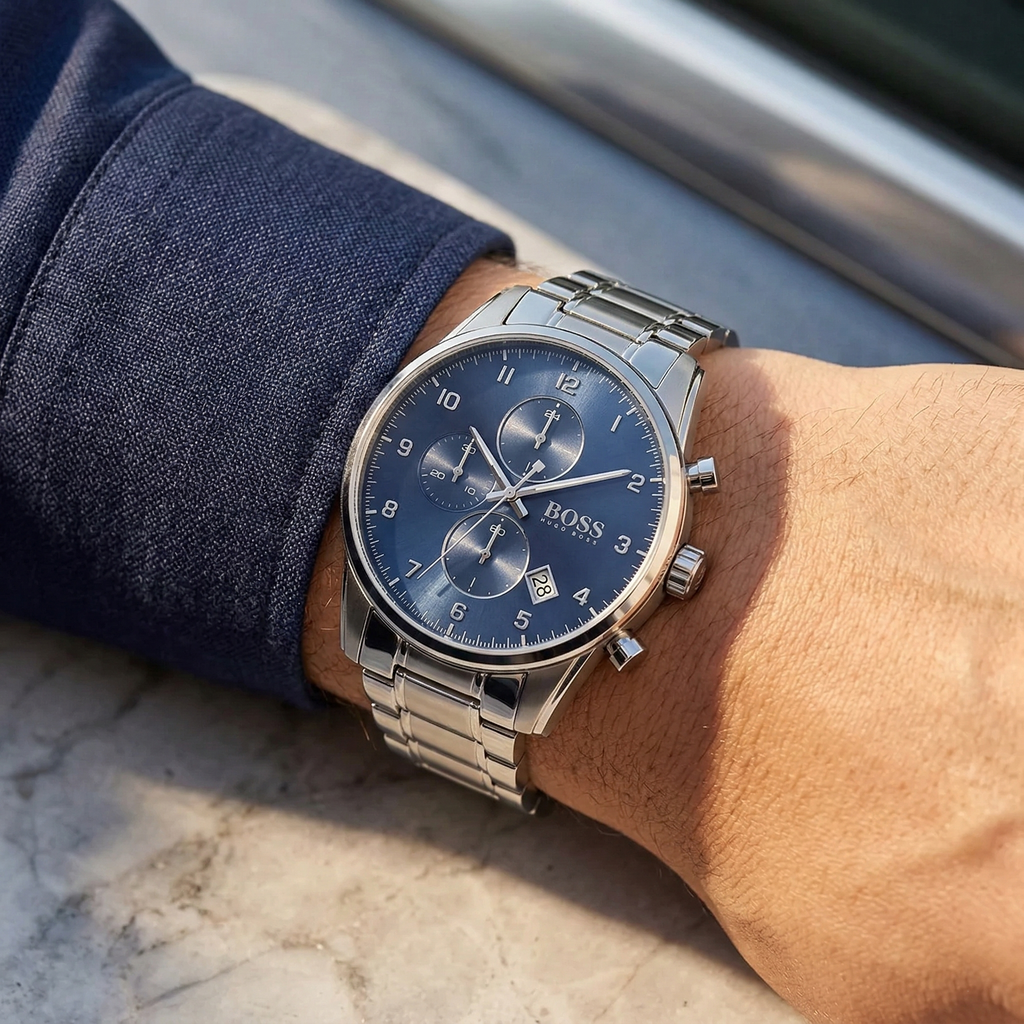 Hugo Boss Skymaster 1513784 Silver Case Blue Dial Silver Metal Men's Watch