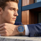 Hugo Boss Skymaster 1513788 Silver Case Blue Dial Brown Metal Men's Watch