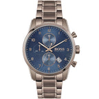 Hugo Boss Skymaster 1513788 Silver Case Blue Dial Brown Metal Men's Watch