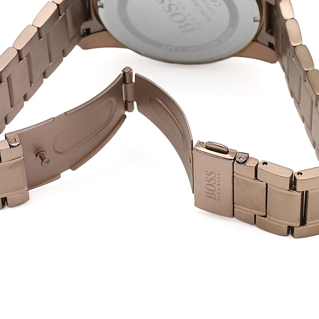 Hugo Boss Skymaster 1513788 Silver Case Blue Dial Brown Metal Men's Watch