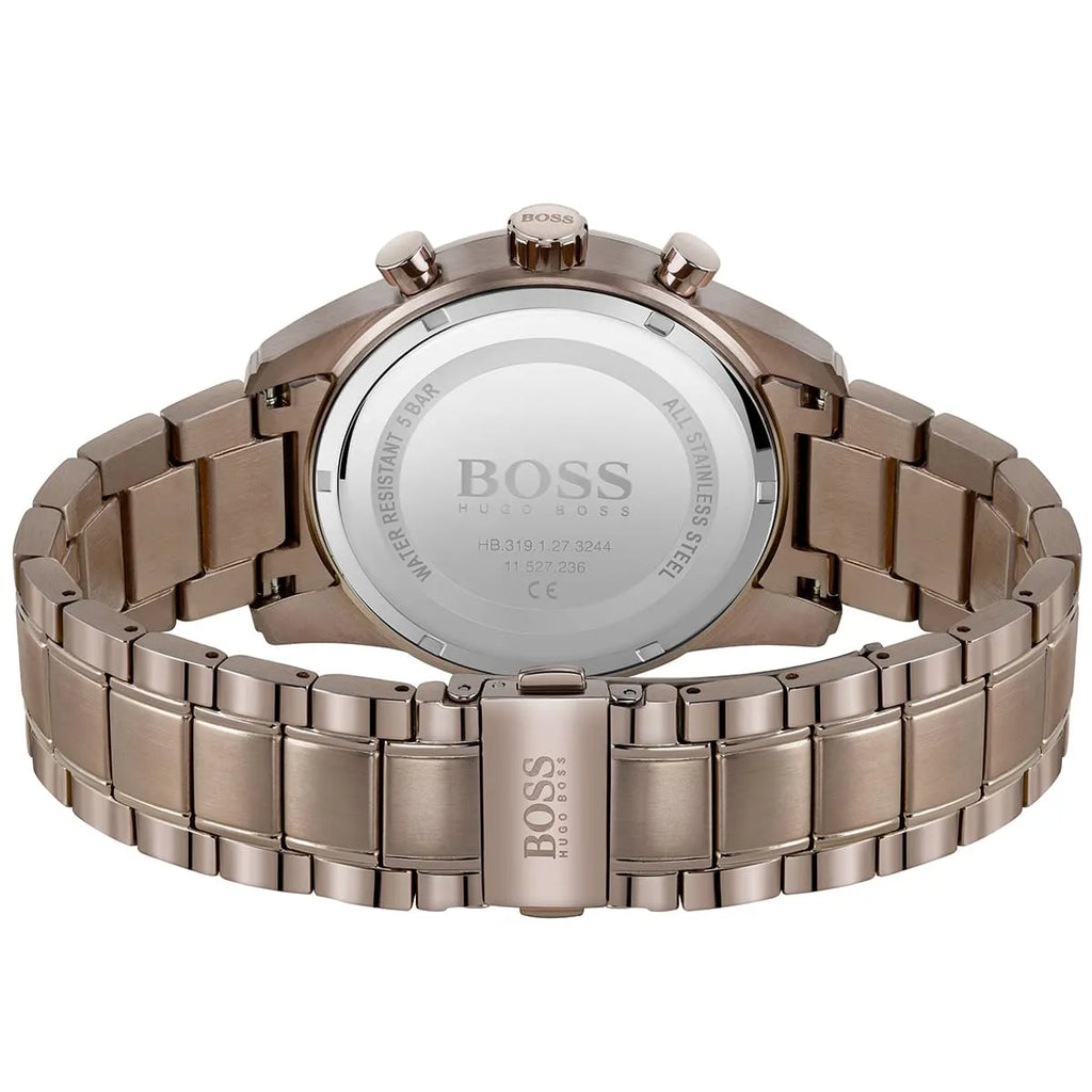 Hugo Boss Skymaster 1513788 Silver Case Blue Dial Brown Metal Men's Watch
