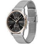 Hugo Boss Associate 1513805 Silver Stainless Steel Mesh Bracelet Black Dial Men's Watch
