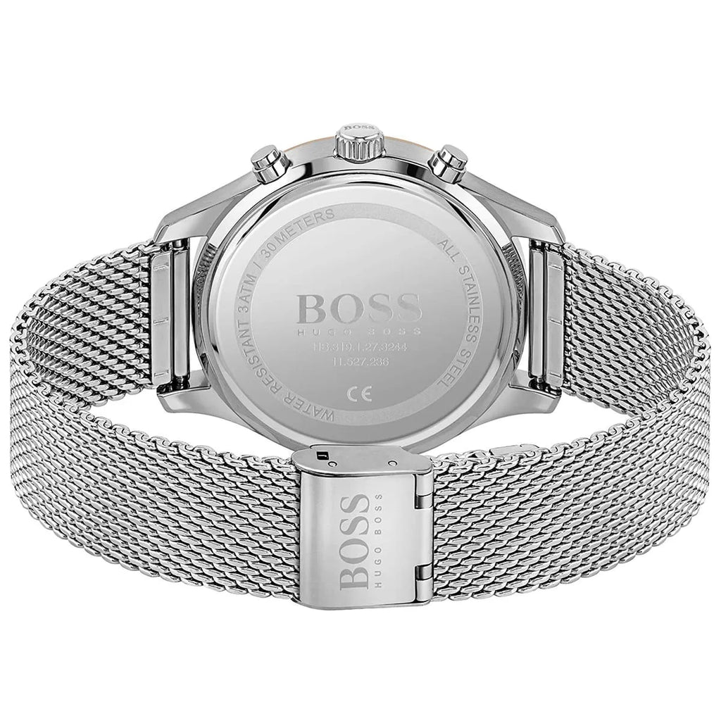 Hugo Boss Associate 1513805 Silver Stainless Steel Mesh Bracelet Black Dial Men's Watch