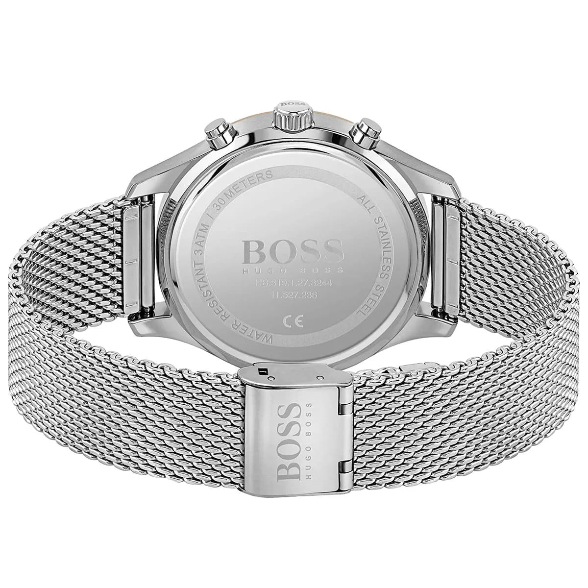 Hugo Boss Associate 1513805 Silver Stainless Steel Mesh Bracelet Black Dial Men's Watch