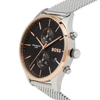 Hugo Boss Associate 1513805 Silver Stainless Steel Mesh Bracelet Black Dial Men's Watch