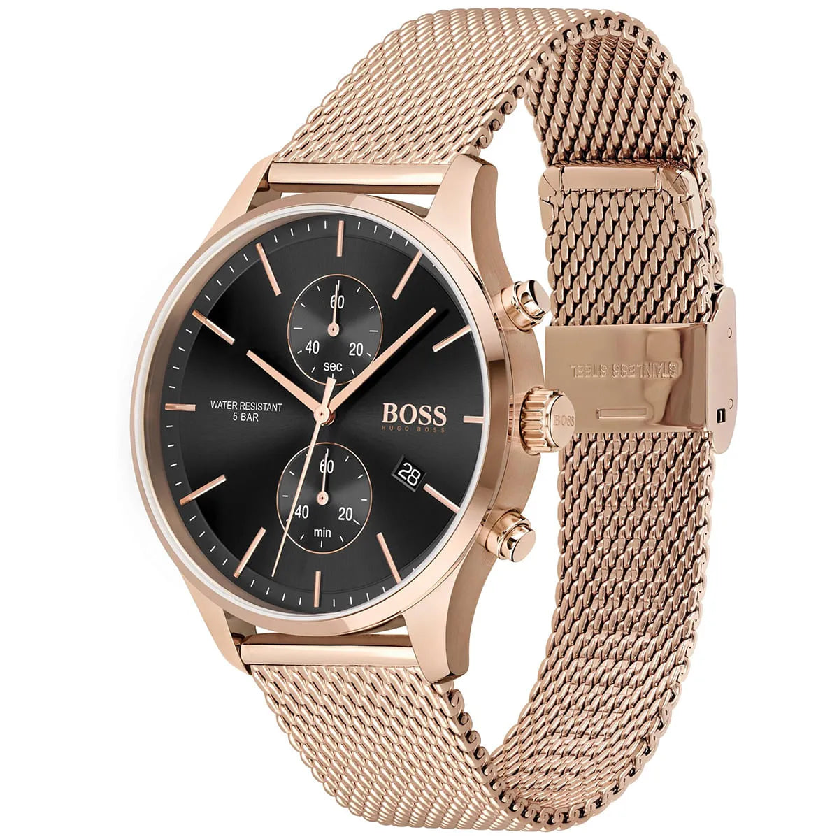 Hugo Boss Associate 1513806 Rose Gold Ion-Plated Stainless Steel Mesh Bracelet Men's Watch