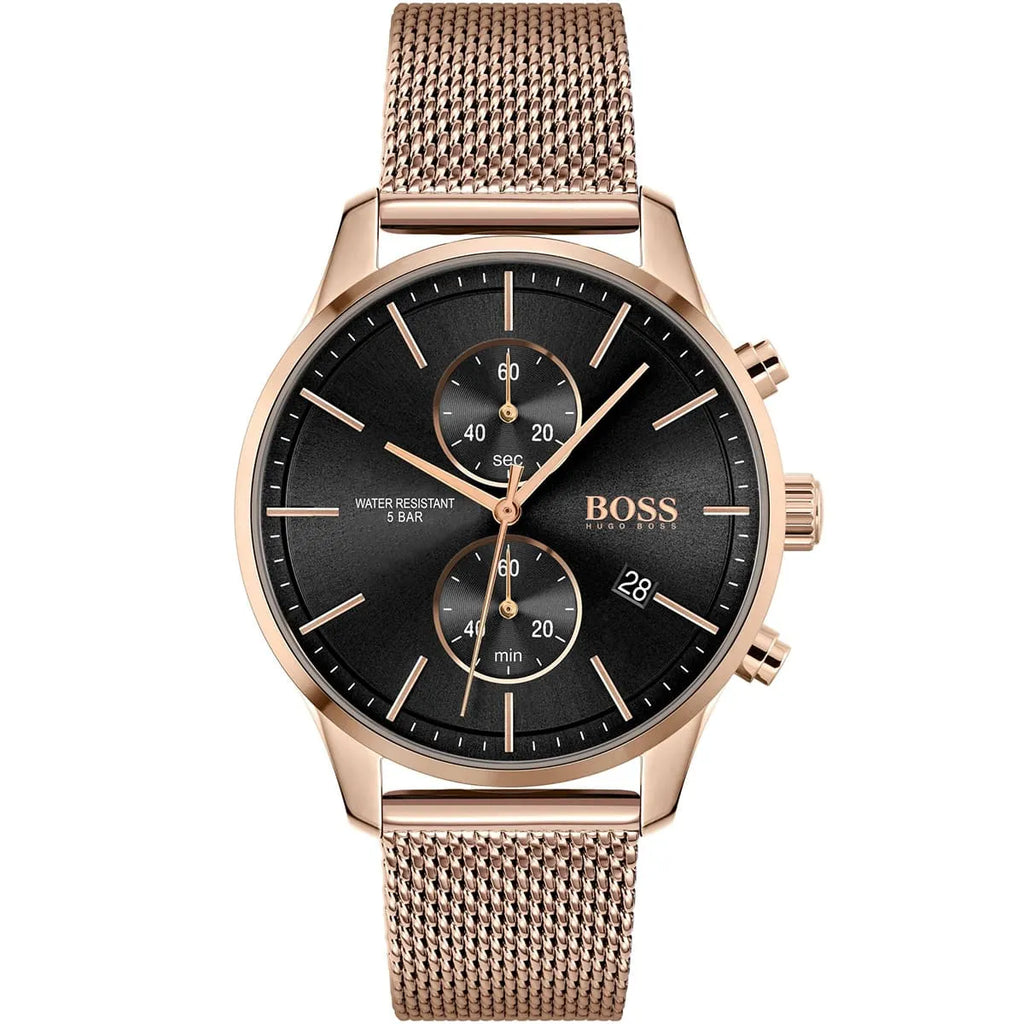 Hugo Boss Associate 1513806 Rose Gold Ion-Plated Stainless Steel Mesh Bracelet Men's Watch