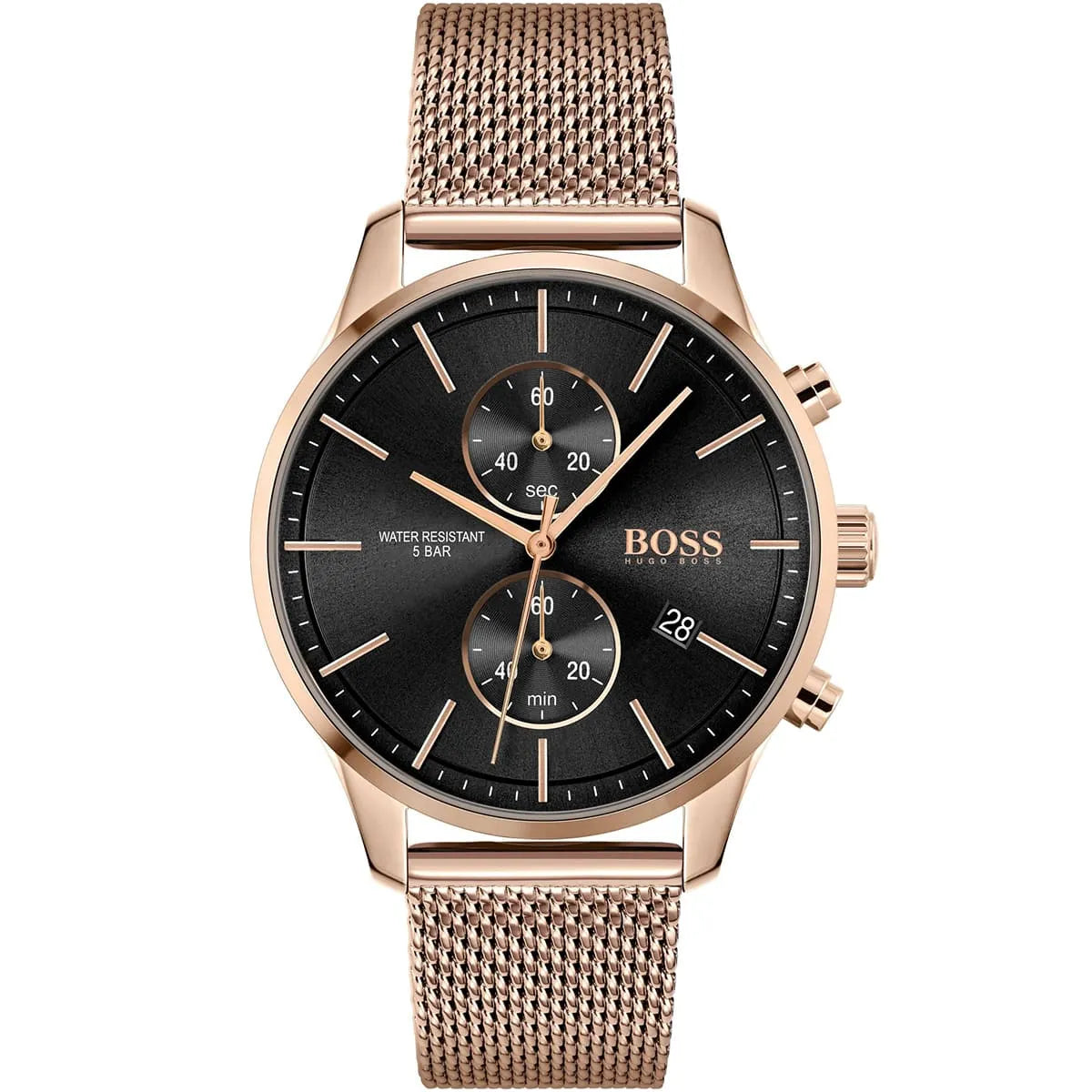 Hugo Boss Associate 1513806 Rose Gold Ion-Plated Stainless Steel Mesh Bracelet Men's Watch