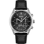 Hugo Boss Champion 1513816 Silver Case Black Dial Black Leather Men's Watch