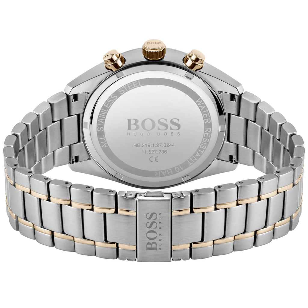 Hugo Boss Champion 1513819 Two-Tone Silver Rose Gold Case Black Dial Men's Watch