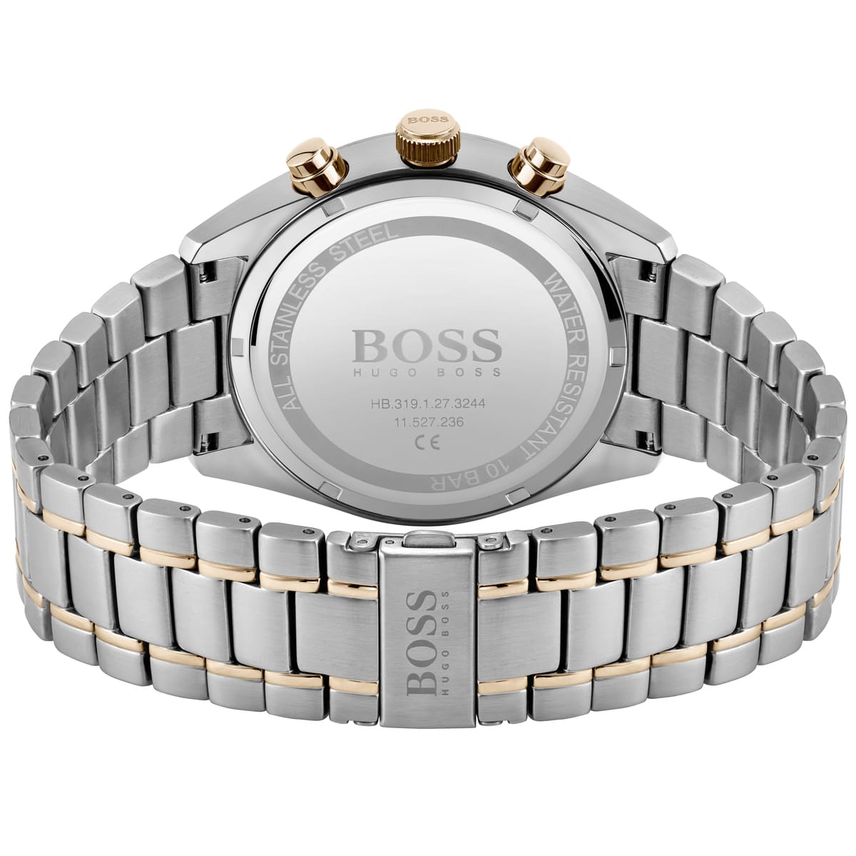 Hugo Boss Champion 1513819 Two-Tone Silver Rose Gold Case Black Dial Men's Watch