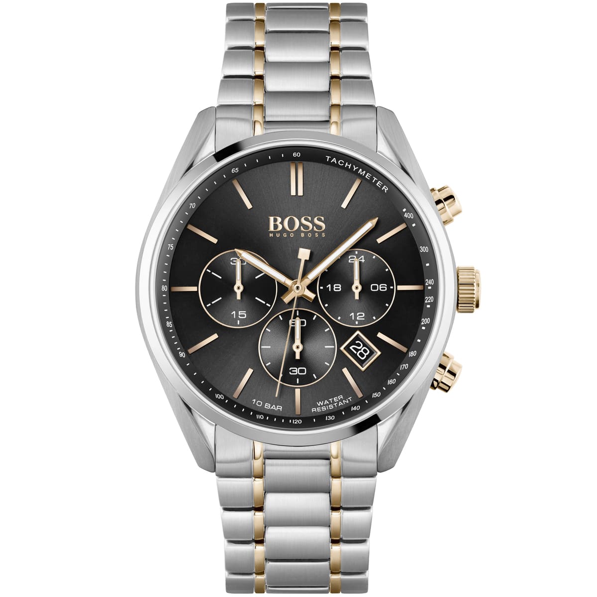 Hugo Boss Champion 1513819 Two-Tone Silver Rose Gold Case Black Dial Men's Watch
