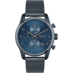 Hugo Boss Skymaster 1513836 Chronograph Blue Dial Men's Mesh Watch