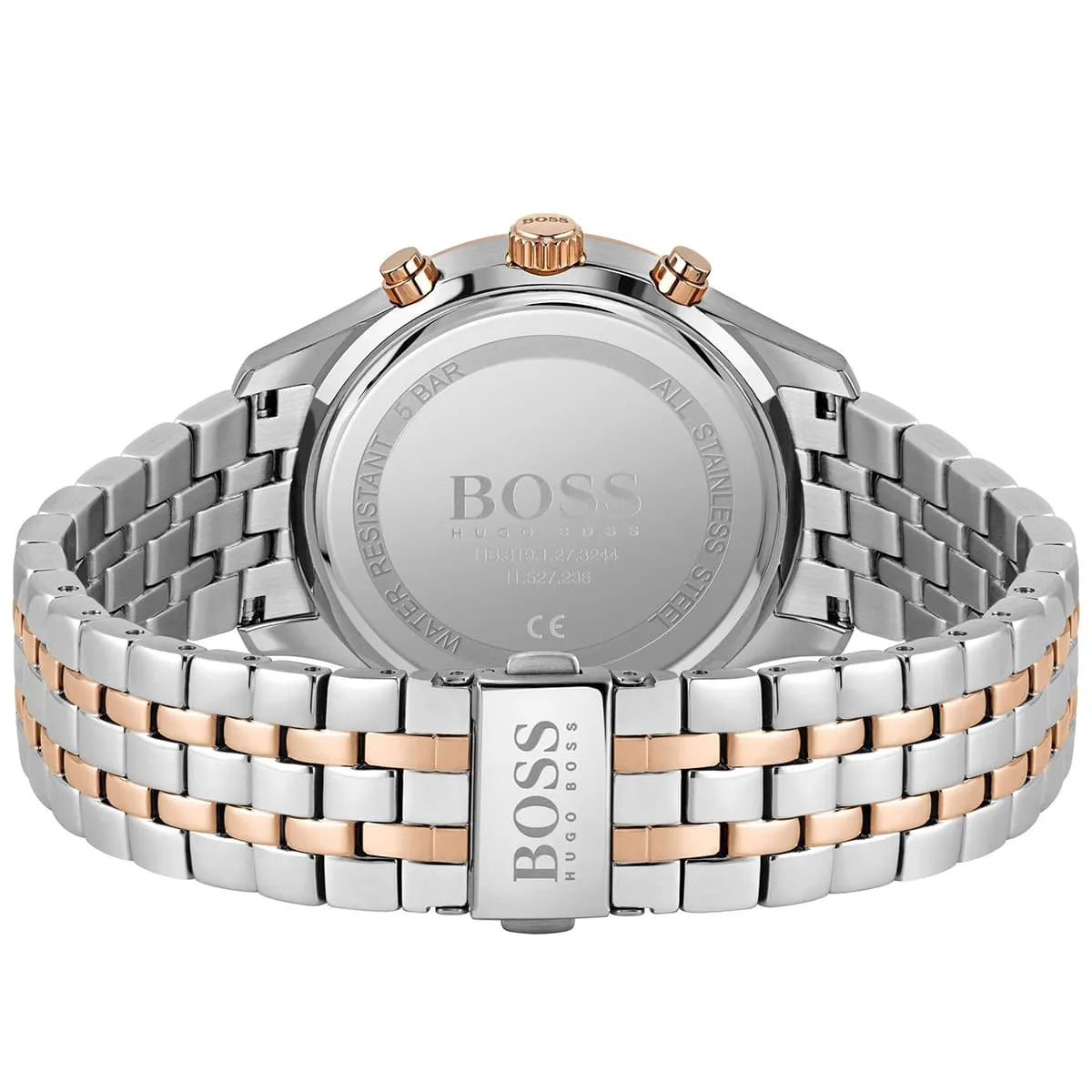 Hugo Boss Associate 1513840 Two-Tone Silver Rose Gold Case Black Dial Men's Watch