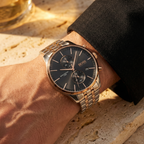 Hugo Boss Associate 1513840 Two-Tone Silver Rose Gold Case Black Dial Men's Watch