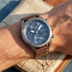 Hugo Boss Pilot Edition Chrono 1513852 Grey Case Blue Dial Brown Leather Men's Watch