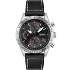 Hugo Boss Pilot Edition 1513853 Silver Case Black Dial Black Leather Men's Watch