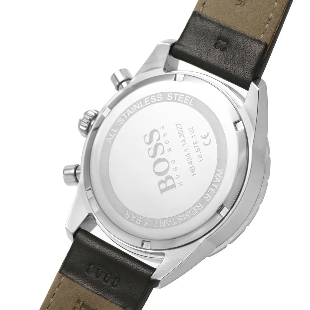 Hugo Boss Pilot Edition 1513853 Silver Case Black Dial Black Leather Men's Watch