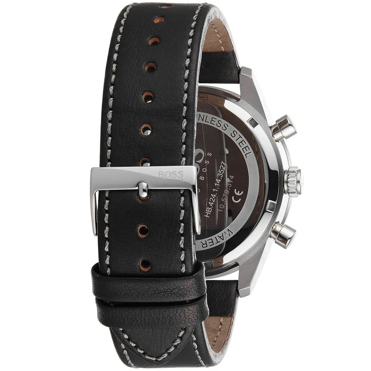 Hugo Boss Pilot Edition 1513853 Silver Case Black Dial Black Leather Men's Watch