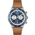 Hugo Boss Santiago 1513860 Silver Case Blue Dial Brown Leather Men's Watch