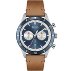 Hugo Boss Santiago 1513860 Silver Case Blue Dial Brown Leather Men's Watch