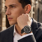 Hugo Boss Santiago 1513864 Silver Case Black Dial Black Leather Men's Watch