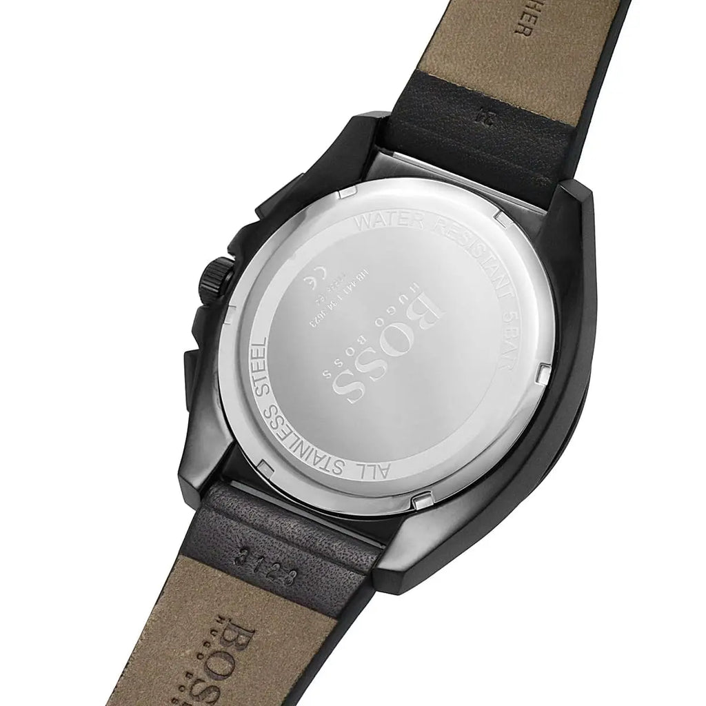 Hugo Boss Grandmaster 1513883 Black Case Blue Textured Dial Black Leather Men's Watch