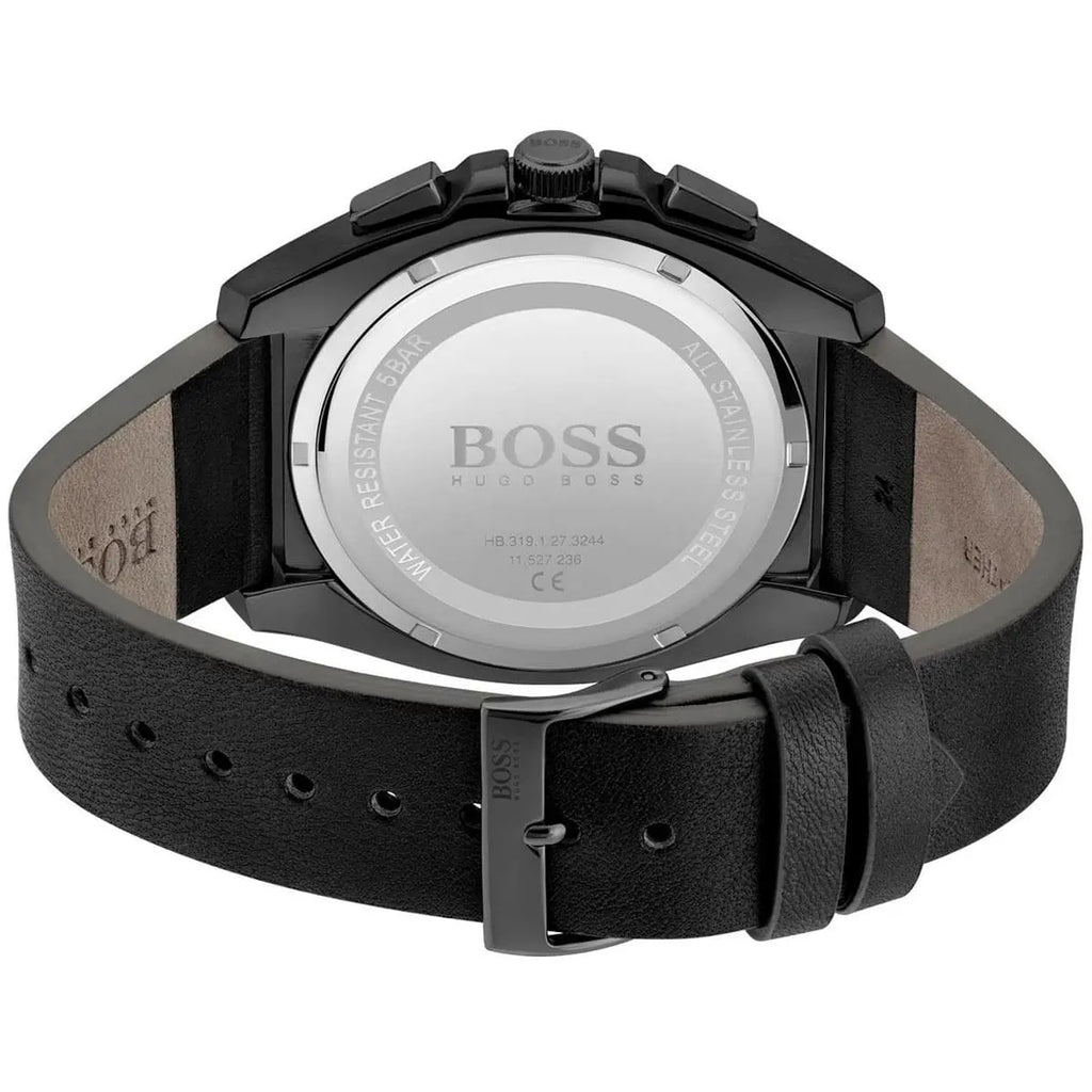 Hugo Boss Grandmaster 1513883 Black Case Blue Textured Dial Black Leather Men's Watch