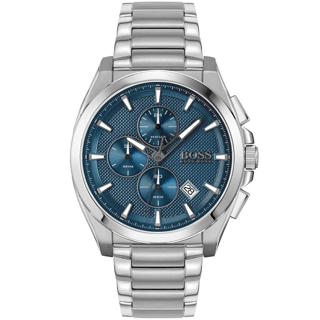 Hugo Boss Grandmaster 1513884 Silver Case Blue Dial Silver Metal Men's Watch