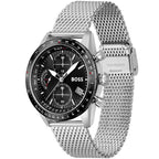 Hugo Boss Pilot Edition 1513886 Silver Case Black Dial Silver Mesh Bracelet Men's Watch
