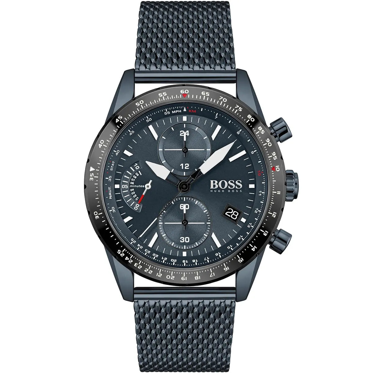Hugo Boss Pilot Edition 1513887 Blue Ion-Plated Stainless Steel mesh Blue Dial Men's Watch