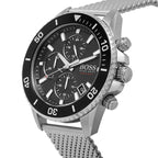 Hugo Boss Admiral Chronograph 1513904 Silver Black Dial Mesh Men's Watch