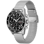 Hugo Boss Admiral Chronograph 1513904 Silver Black Dial Mesh Men's Watch