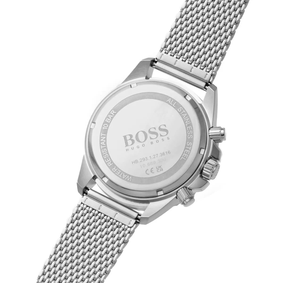 Hugo Boss Admiral Chronograph 1513904 Silver Black Dial Mesh Men's Watch