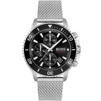 Hugo Boss Admiral Chronograph 1513904 Silver Black Dial Mesh Men's Watch