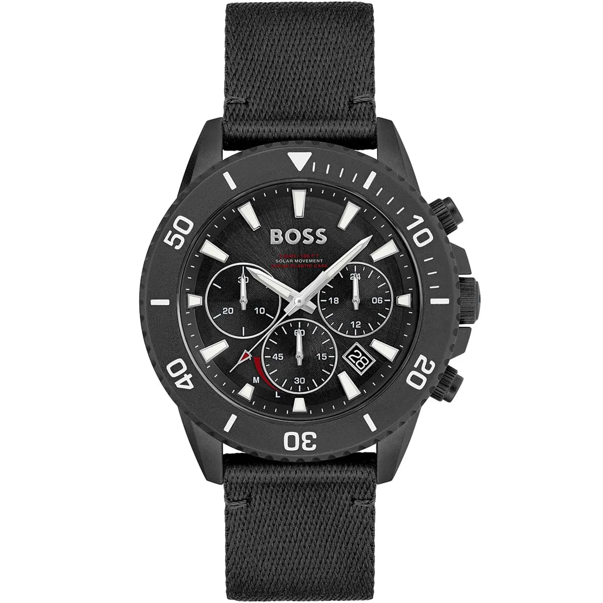 Hugo Boss Admiral 1513918 Black Ocean Plastic Case Black Dial Black Fiber Men's Watch