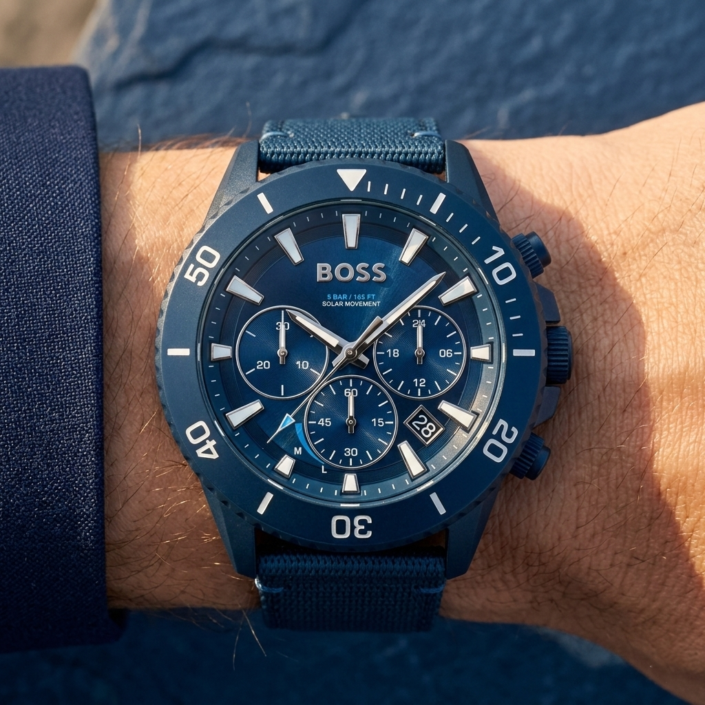 Hugo Boss Admiral 1513919 Blue Ocean Plastic Case Blue Dial Blue Fiber Men's Watch