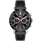Hugo Boss Allure 1513920 Silver Case Black Dial Black Leather Men's Watch