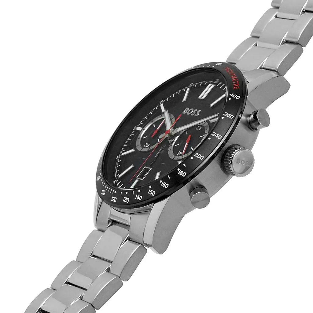 Hugo Boss Allure 1513922 Silver Case Black Dial Silver Metal Men's Watch